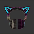 Modern Computer Headphones With Cat Ear Design And Blue Glowing Features 3d model