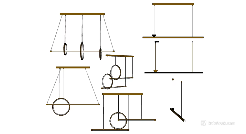 Modern Pendant Lights With Circular Elements And Hanging Structures For Home Decor 3d model