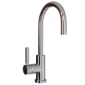 Modern Chrome Kitchen Faucet With Curved High Arc Spout And Single Handle
