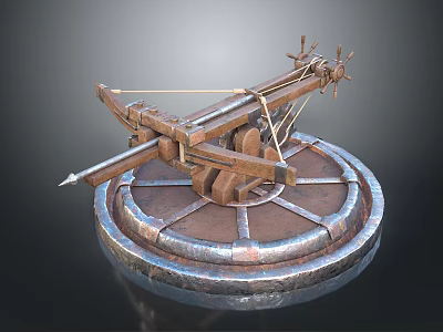 Ancient War Weapon Featuring Mechanical Structure Wooden Metal Parts And Circular Platform 3d model