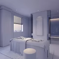 Minimalist SPA Sauna Interior Design With Massage Bed Towel And Wooden Floor
