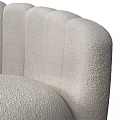 White Plush Single Seater Sofa With Modern Curved Backrest And Rounded Shape 3d model
