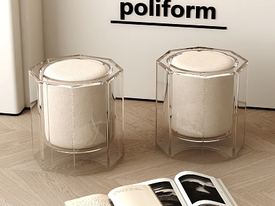 Modern Round Stool Acrylic Stool 3d model