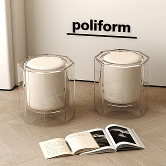 Modern Round Stool Acrylic Stool 3d model