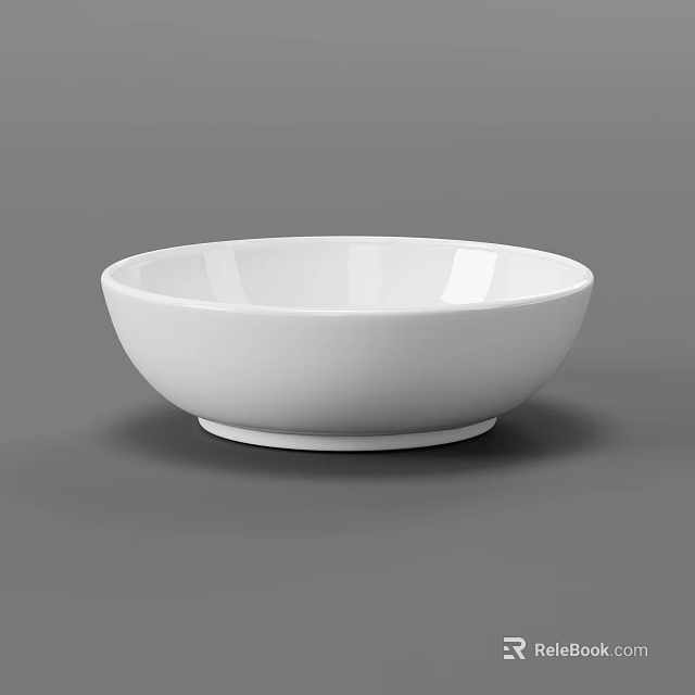 White Ceramic Round Bowl Dinnerware Set With Simple Design For Daily Dining 3d model 