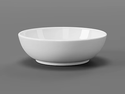White Ceramic Round Bowl Dinnerware Set With Simple Design For Daily Dining 3d model