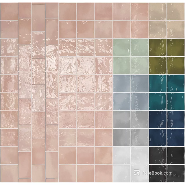 Wall Covering Ideas With Glossy Ceramic Tiles In Multiple Colors 3d model