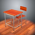 Wooden Classroom Desk And Chair With Metal Legs And Smooth Tabletop