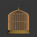 Golden Birdcage Decorative Ornament Set With Exquisite Base And Home Decor Accent