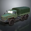 Six Wheel Military Cargo Truck With Green Canvas Cover And Off Road Tires