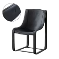 Black Leather Leisure Chair With Modern Design Metal Frame And Curved Backrest
