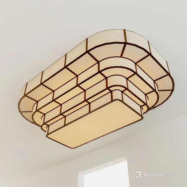 Sleek Modern Ceiling Lightbox With Intricate Geometric Frame And Soft Warm Lighting 3d model
