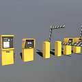 Yellow Industrial Equipment for Barrier Gate Systems With Control Boxes And Railings