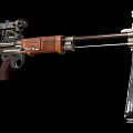 Vintage Military Rifle With Telescopic Sight Wooden Stock Metal Barrel And Tripod