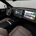 Purple SUV Exterior And High Tech Interior With Digital Screens 3d model