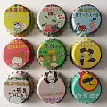 Creative Bottle Cap Decorative Ornament Set Featuring Cartoon Patterns And Funny Text 3d model