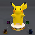 Standing Pikachu Character Figure With Colorful Cubes On Pokémon Logo Base