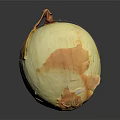 Fresh Peeled Yellow Onion With Orange Skin On Dark Reflective Background