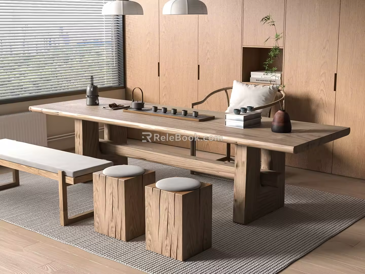 New Chinese Tea Table and Chair Combination 3d model