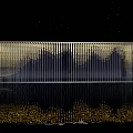 Modern Building Facade With Vertical Lines Greenery And Illuminated Glass Reflections