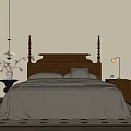 Silent Middle Ancient Double Bed 3d model
