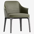 Modern Leather Dining Chair With Curved Backrest And Slim Wooden Legs Design
