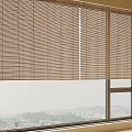 Natural Bamboo Blinds For Window With Scenic Exterior View And Indoor Plant