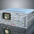 Vintage Blue Electronic Oscilloscope With Knobs Buttons And Waveform Screen