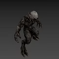 Game Movie Monster Character With Muscular Body Skeletal Head And Textured Skin