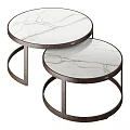 Modern Nesting Round Coffee Tables With Metal Frame And Smooth Stone Top 3d model