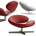 Modern Leisure Chair Design With Gray And Red Leather Upholstery And Metal Cross Base