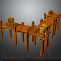 Orange Wooden Dock Structure With Planks Posts Crates And Barrel