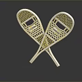 White Crossed Racquets Sports Equipment With Modern Mesh Design And Reflective Base