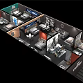 Interior Design Exhibition Showcasing Multiple Room Layouts With Beds Tables And Chairs 3d model