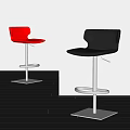 Modern Red And Black Leather Bar Stools With Metal Frame For Kitchen Bar Use 3d model