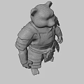 Fierce Panda Game Movie Character in Samurai Armor with Red Sash