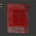 Vintage Casement Window With Red Frame On Exposed Brick Wall Structure 3d model