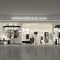 Modern Elegant Clothing Store Interior With Mannequins Clothing Displays And Decorative Lighting