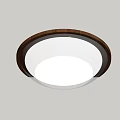 Modern Round Ceiling Light with Wooden Frame and White Lampshade Emitting Soft Light Ceiling Mounted