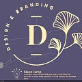 Modern Decorative Neon Lighting Combination with Ginkgo Leaf Shape Letter D and Design Branding