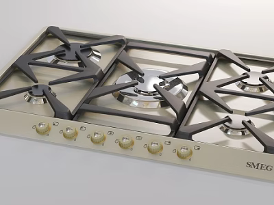 SMEG Gas Hob With Multiple Burners And Control Knobs For Modern Kitchen Appliances 3d model