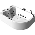 Modern White Whirlpool Bathtub With Massage Jets Faucet And Control Panel