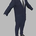 Men's Formal Navy Blue Suits With White Shirts Gray Ties And Black Shoes