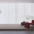 Modern venetian blinds curtain dream curtain green plant decorative painting leisure chair 3d model