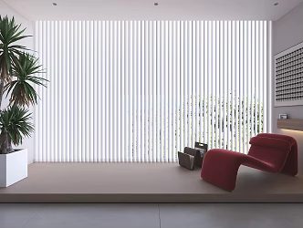 Modern venetian blinds curtain dream curtain green plant decorative painting leisure chair 3d model