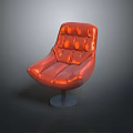 Stylish Red Padded Modern Chair With Curved Design And Metal Base
