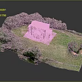 Cartoon Scene of Small Church Surrounded by Green Trees and Lush Grassland
