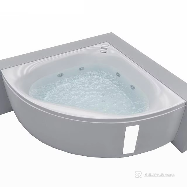 Modern Corner Jacuzzi Bathtub With Built In Jets And Soothing Water Bubbles 3d model 