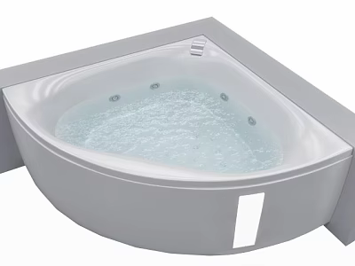 Modern Corner Jacuzzi Bathtub With Built In Jets And Soothing Water Bubbles 3d model