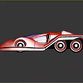 Red Futuristic Sports Car with Sleek Aerodynamic Body Purple Tinted Windshield and Unique Alloy Wheels